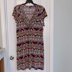 24/7 Comfort Aztec/Geometric Print Sheath Dress